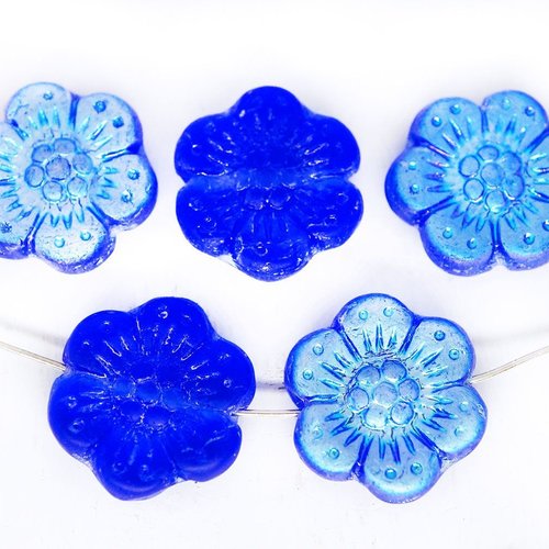 10pcs mat cristal saphir bleu patine ab moitié à plat monnaie rond focal pendentif fleur en perles d sku-249292