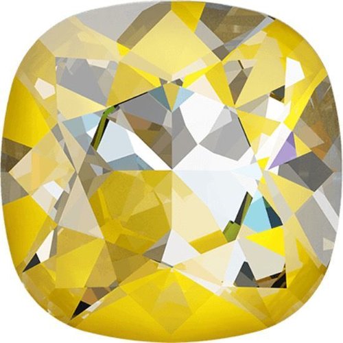 2pcs cristal soleil delite 001l141d coussin carré de pierre de fantaisie en verre de cristaux jaunes sku-146314