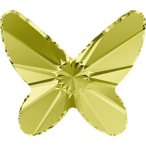 4pcs jonquil 213 papillon dos plat en verre de cristaux jaune 2854 swarovski elements de la colle su sku-146333