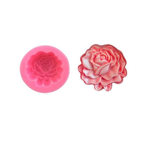 Rose fleur ronde 3d en silicone de chocolat savon gâteau fondant cire gelée de bougie moule résine u sku-79236