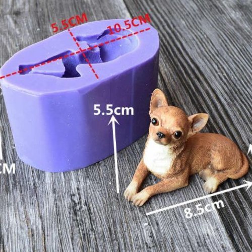 Chihuahua de race de chien 3d en silicone de chocolat savon gâteau fondant cire gelée de bougie moul sku-79006