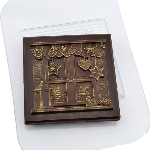 1pc de noël de fenêtre carré en plastique de chocolat de fabrication de savon de cire de gypse froma sku-221641