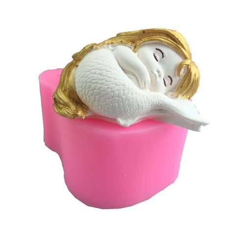 Sirène de couchage fille 3d en silicone de chocolat savon gâteau fondant cire gelée de bougie moule  sku-79036