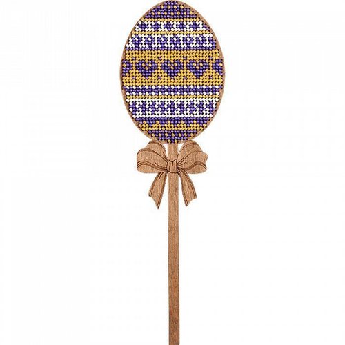 Purple heart œuf sur le bâton de perles de pâques kit de bricolage en bois toile broderie artisanale sku-255005