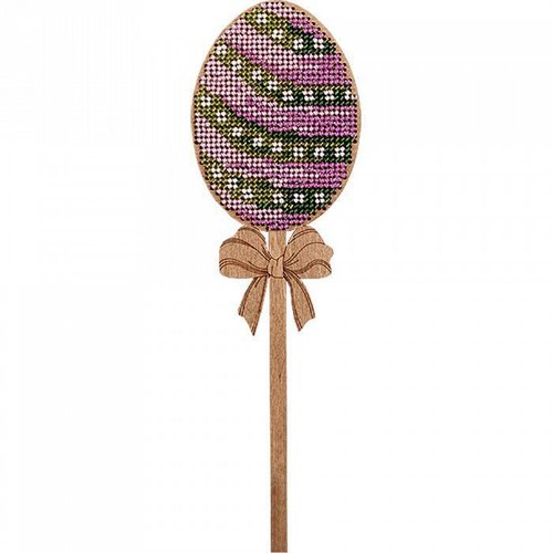 Vert rose œuf sur le bâton de perles de pâques kit de bricolage en bois toile broderie artisanale en sku-255006