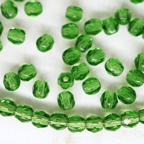 100pcs crystal dark chrysolite vert clair ronde à facettes feu poli petite entretoise à perles de ve sku-252803