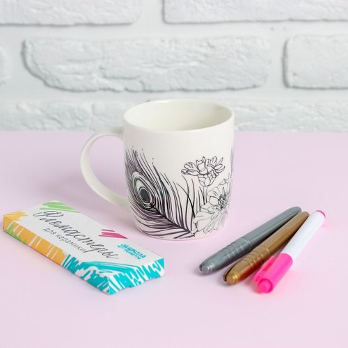 Plumes de paon tasses kit de bricolage peint tasse de cadeau de la décoration de coloration de la co sku-254057