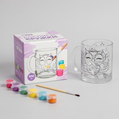 Hibou avec un casque tasse de bricolage kit de peinture idées de cadeaux de coloriage design transpa sku-254088