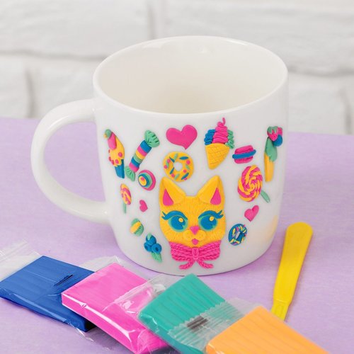 Doux chaton mug kit de bricolage pâte polymère de la décoration de l'argile des enfants de de artisa sku-254241