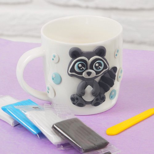 Gris raton laveur mug kit de bricolage pâte polymère de la décoration de l'argile des enfants de de  sku-253762