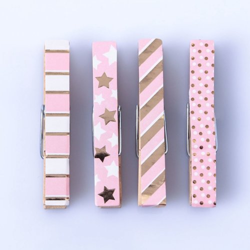 Pink magic pinces à linge décoratives en relief épingles à scrapbooking peg clips en bois titulaire  sku-253846