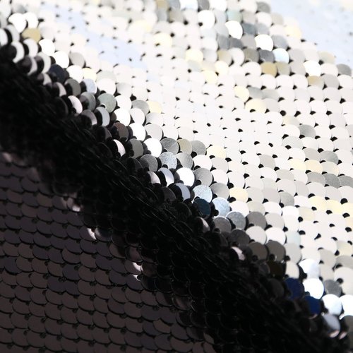 Noir argent réversible paillettes tissu pour patchwork double face des des décorations de noël de l' sku-253810