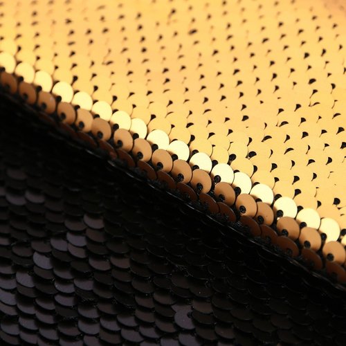 L'or noir réversible de paillettes tissu pour patchwork double face des des décorations de noël de l sku-253813