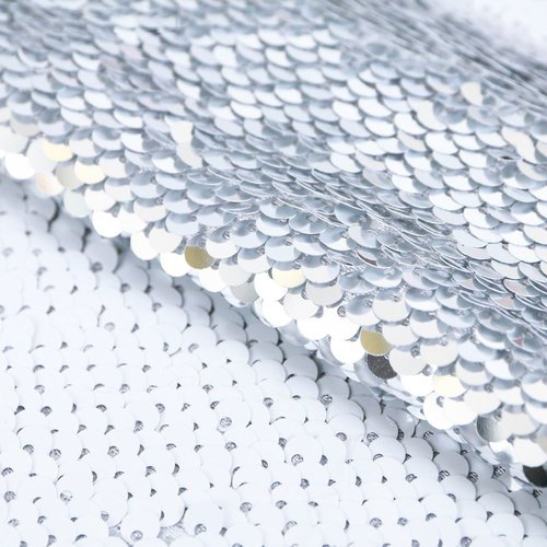 Argent blanc réversible paillettes tissu pour patchwork double face des des décorations de noël de l sku-253814