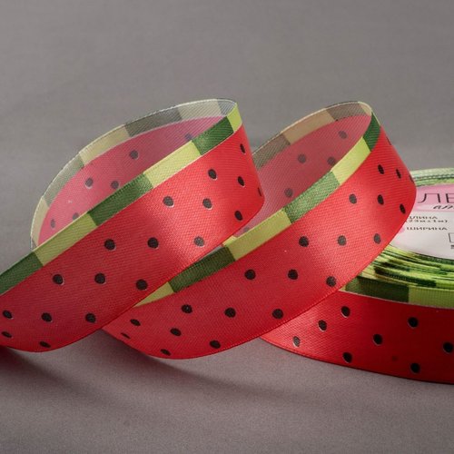 Melon d'eau rouge rubans de satin mis applique à coudre accessoires cheveux de robe 25 mm x 22 ± 1m sku-254481