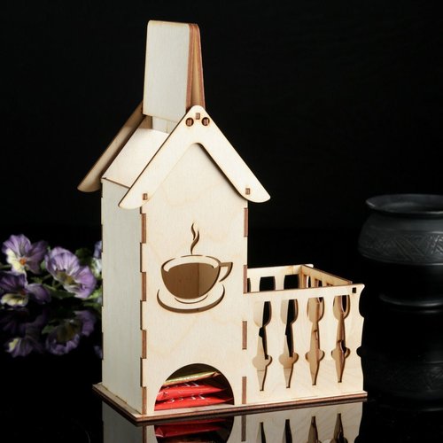 Maison de thé en bois blanc découpage modèle sachet de thé organisateur de stockage vintage décorati sku-253990