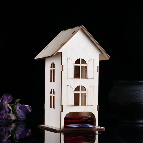 Deux étages maison de thé en bois blanc découpage modèle sachet de thé organisateur vintage décorati sku-254293