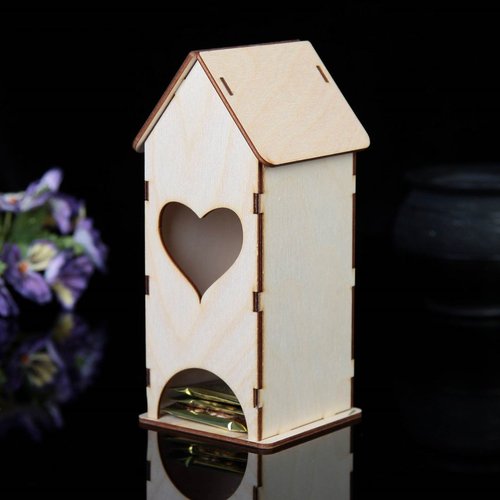 Coeur maison de de thé en bois blanc découpage modèle sachet de thé organisateur vintage décoration  sku-254340