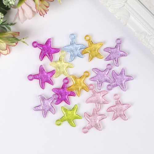 15pcs étoile de mer les étoiles de mer décoratifs perles ensemble coloré pendentif charms bracelet d sku-253760