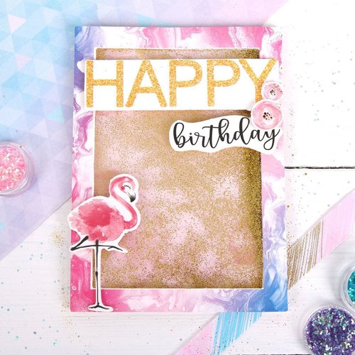 Joyeux anniversaire paillettes shaker carte postale kit de bricolage papier cadeau de voeux modèle m sku-253957