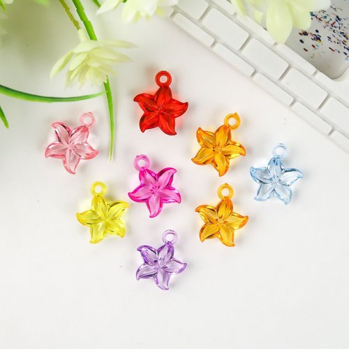 20ps fleur étoile de mer perles de plastique ensemble créatif décor pendentif artisanat bricolage de sku-254114