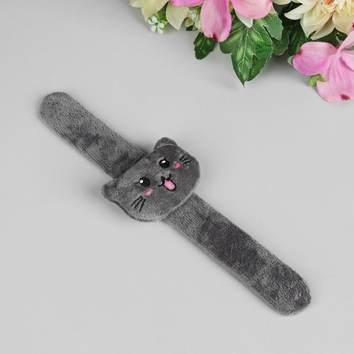 Chat gris de pelote bracelet couture artisanat accessoire sur mesure pin slap de poignet de la brode sku-254458