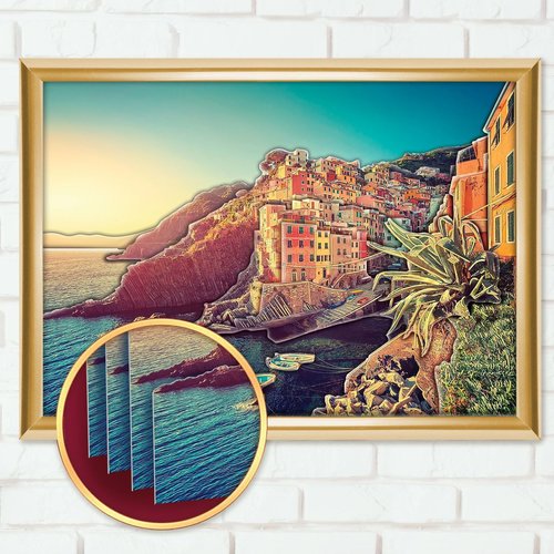 Bord de mer 3d découpage papier papertole applique photo diy kit double face ruban adhésif mur décor sku-254363