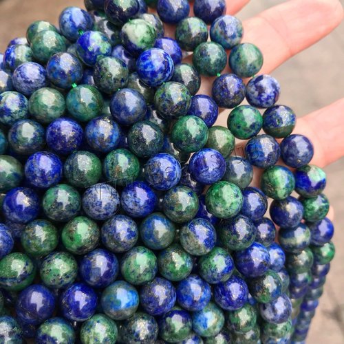 12pcs bleu foncé vert de la pierre naturelle lisse ronde perles de de lapis-lazuli 8mm sku-255900
