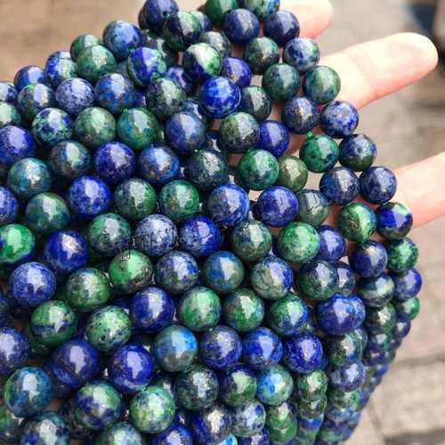 14pcs bleu foncé vert de la pierre naturelle lisse ronde perles de de lapis-lazuli 6mm sku-255901