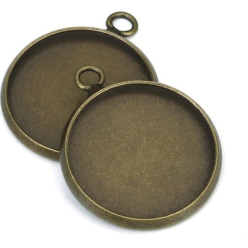 2pcs bronze antique vintage plat rond cabochon camée paramètre de tiroir en métal conclusions penden sku-255774