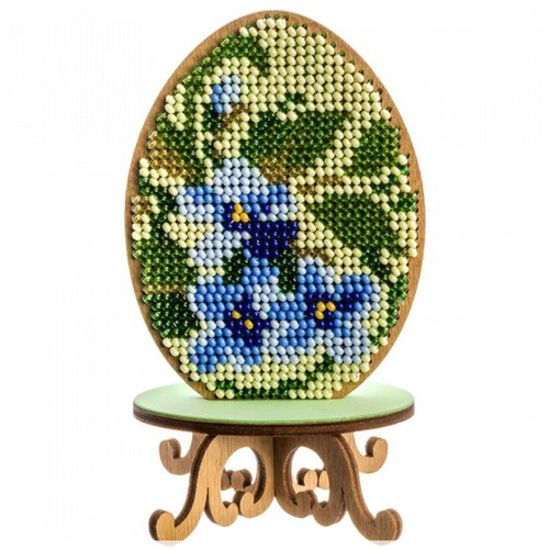 Fleur bleue oeuf sur le stand de perles de pâques kit de bricolage en bois toile broderie artisanale sku-254991