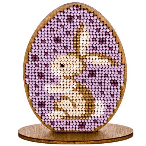 Violet lapin oeuf sur le stand de perles de pâques kit de bricolage en bois toile broderie artisanal sku-255024