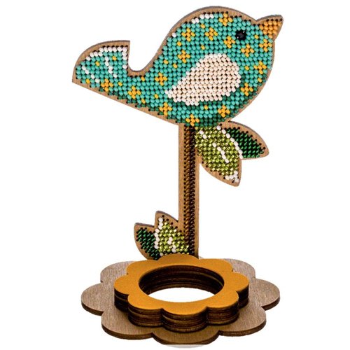 Oiseau sur l'arbre de l'oeuf titulaire de perles de pâques kit de bricolage en bois toile broderie a sku-255034