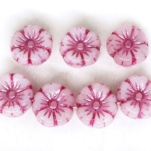 20pcs albâtre lumière perle rose patine de lavage à plat pièce rond de fleurs d'anémone fleur de sol sku-252793