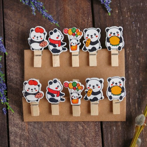 10pcs panda bear décoratifs chevilles scrapbooking décoration de l'artisanat bois épingle à linge pe sku-254075