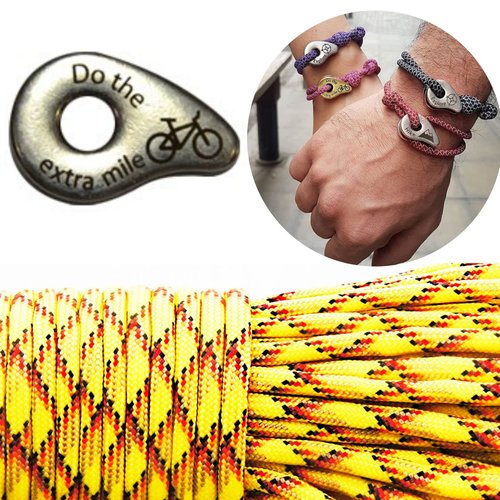 1 diy bracelet kraftika jaune rouge rayé de faire le mile supplémentaire vélo 999 argent antique pla sku-259959