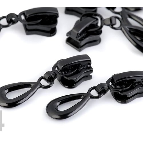 10pc curseur noir à fermetures à glissière en plastique de 5mm décoratifs fermeture éclair à la tête sku-70301