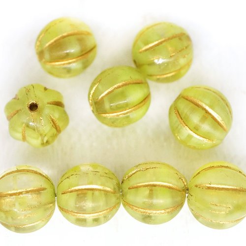16pcs cristal vert olive opale en or patine laver ronde melon la citrouille d'halloween fruits tchèq sku-249267