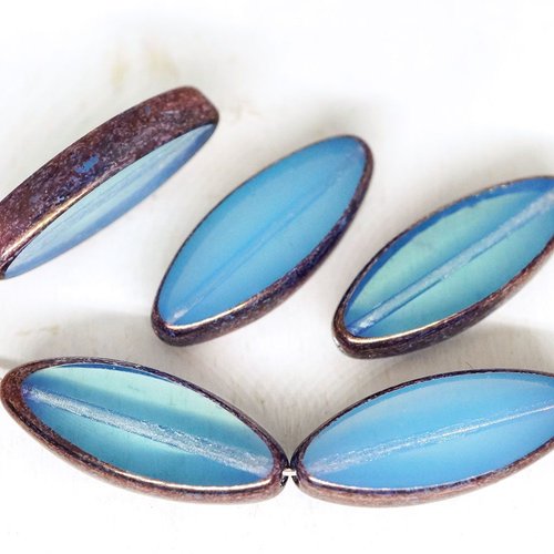 6pcs aqua bleu opale turquoise métallisé bronze lustre ovale et plate de pétales de table à la fenêt sku-249289