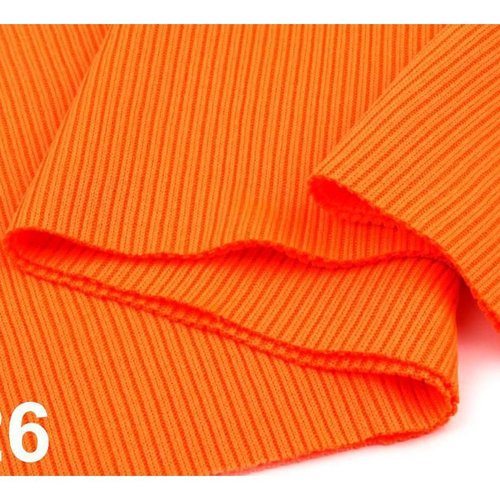 1pc orange vibrant nervures / élastique rib tricot poignets ceinture 15x80cm mercerie sku-72714