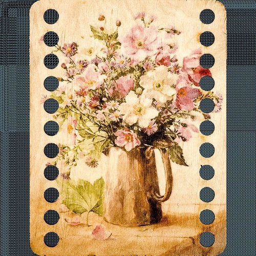 Vintage vase de fleurs au point de croix de fil à broder organisateur mouline titulaire couture déco sku-255037