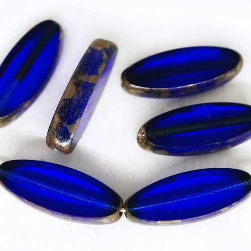 6pcs picasso argent cristal bleu royal ovale et plate de pétales de table à la fenêtre de coupe tchè sku-249288