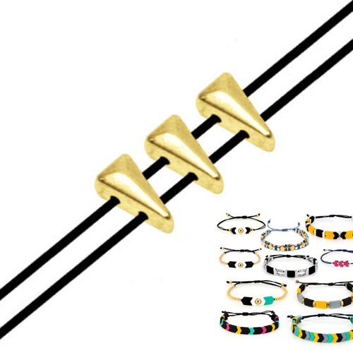 12pcs 24k plaqué or 2 deux trous triangle zamak métal grec curseur perle perlant bracelet à perles 3 sku-490088
