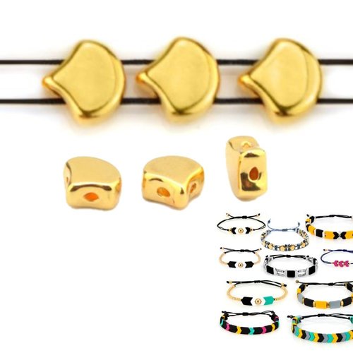 10pcs 24k plaqué or 2 deux trous feuille zamak métal grec curseur perle bracelet de perles 7 5 x 7 2 sku-490100