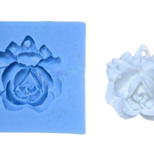 Pendentif 1pc avec trou rose fleur 3d silicone uv moule en résine époxy uv de scrapbooking argile bi sku-518136