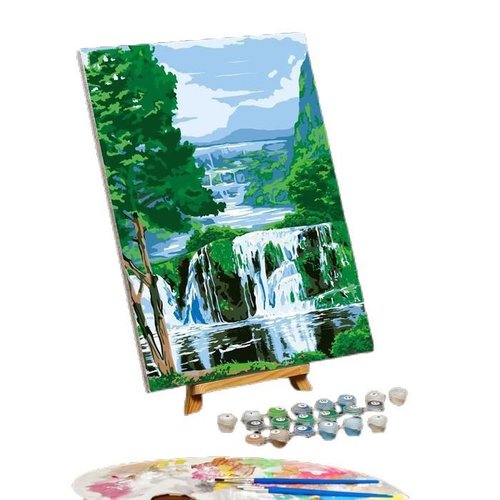 Peinture par numéros sur toile avec sous-cadre et pinceaux kits pour art mural " cascade "30 × 40 cm sku-278805