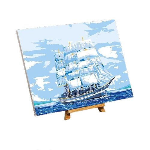Peinture par numéros sur toile avec sous-cadre et pinceaux kits pour art mural " voilier "30 × 40 cm sku-278760
