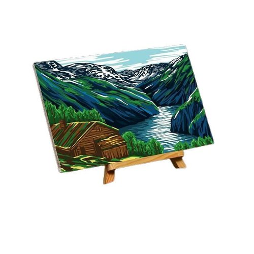 Peinture par numéros sur toile avec sous-cadre " montagnes "20 × 30 cm kit de bricolage décor de cha sku-278868