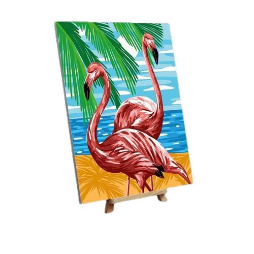 Peinture par numéros sur toile avec sous-cadre et pinceaux kits pour art mural " flamingo "30 × 40 c sku-279029