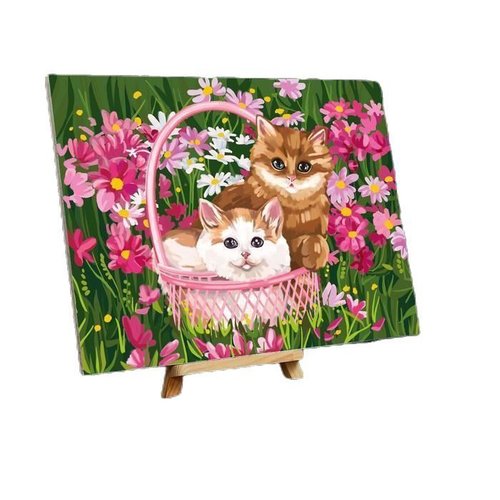 Peinture par numéros sur toile avec sous-cadre et pinceaux kits pour art mural " chatons "30 × 40 cm sku-278761